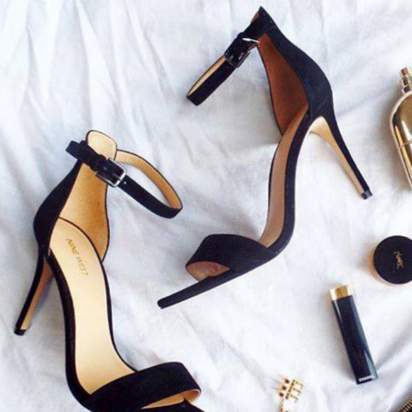nine west black open toe heels